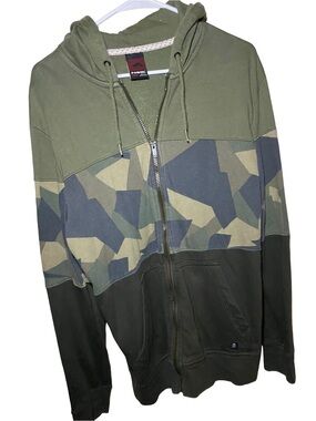 Tony Hawk Green Camo Colorblock Full Zip Hoodie Sweatshirt Large